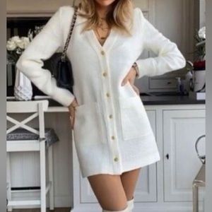 Zara Women Textured Jacket Dress Ecru 2393/469 Size XS